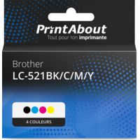 Cartouche compatible Brother LC-521BK/C/M/Y - 4 couleurs - Multipack