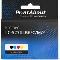 Cartouche compatible Brother LC-527XLBK/C/M/Y - 4 couleurs - Grande capacité - Multipack