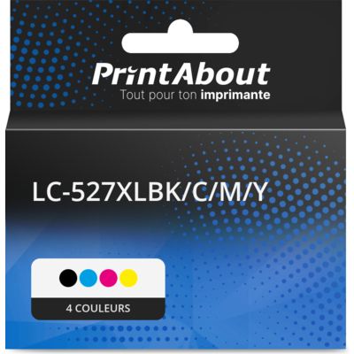 Cartouche compatible Brother LC-527XLBK/C/M/Y - 4 couleurs - Grande capacité - Multipack