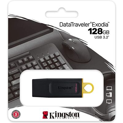 Kingston 128GB USB3.2 Gen1 DataTraveler Exodia (Black + Yellow) - Clé USB