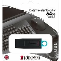 Kingston 64GB USB3.2 Gen 1 DataTraveler Exodia (Black + Teal) - Clé USB