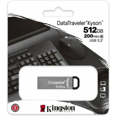 Kingston 512GB DataTraveler Kyson 200MB/s Metal USB 3.2 Gen 1 - Clé USB