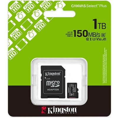 Kingston 1TB microSDXC Canvas Select Plus Gen3 150MB/s A1 Card + Adapter SD-kaart