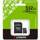 Kingston 512GB microSDXC Canvas Select Plus Gen3 150MB/s A1 Card + Adapter SD-kaart