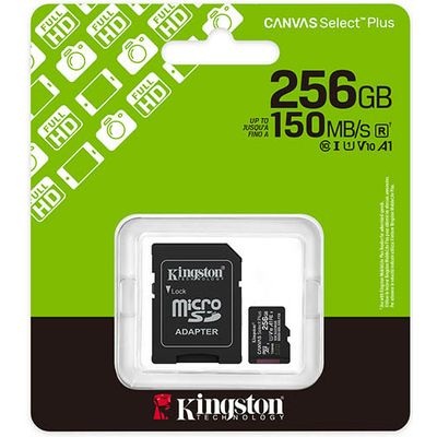 Kingston 256GB microSDXC Canvas Select Plus Gen3 150MB/s A1 Card + Adapter - Carte SD