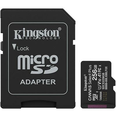 Kingston 256GB microSDXC Canvas Select Plus Gen3 150MB/s A1 Card + Adapter - Carte SD
