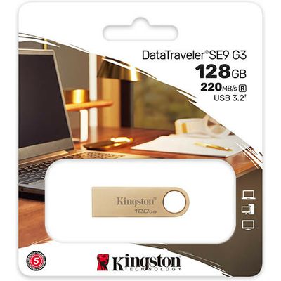 Kingston 128GB 220MB/s Metal USB 3.2 Gen 1 DataTraveler SE9 G3 - Clé USB