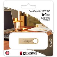 Kingston 64GB 220MB/s Metal USB 3.2 Gen 1 DataTraveler SE9 G3 - Clé USB
