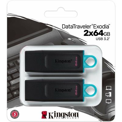 Kingston 64GB USB3.2 Gen 1 DataTraveler Exodia (Black + Teal) - 2x - Clé USB