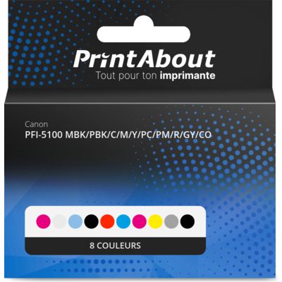 PFI-5100 MBK/PBK/C/M/Y/PC/PM/R/GY/CO multipack 10 couleurs