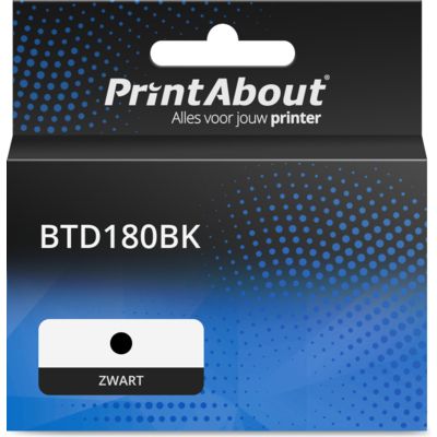 PrintAbout Huismerk vervangt Brother BTD180BK Inktcartridge Zwart