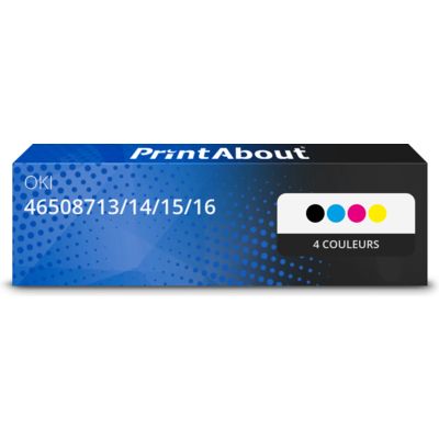 Toner compatible OKI 46508713/14/15/16 - 4 couleurs - Capacité normale - Multipack