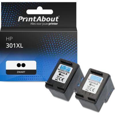 Huismerk HP 301XL (D8J45AE) Inktcartridge Zwart Voordeelbundel 2-pack Hoge capaciteit