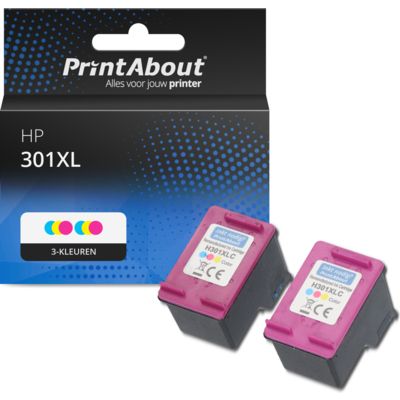 Huismerk HP 301XL (D8J46AE) Inktcartridge 3-kleuren Voordeelbundel 2-pack Hoge capaciteit