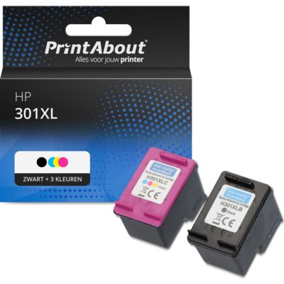 Huismerk HP 301XL (N9J72AE) Inktcartridge Zwart + 3 kleuren Voordeelbundel Hoge capaciteit